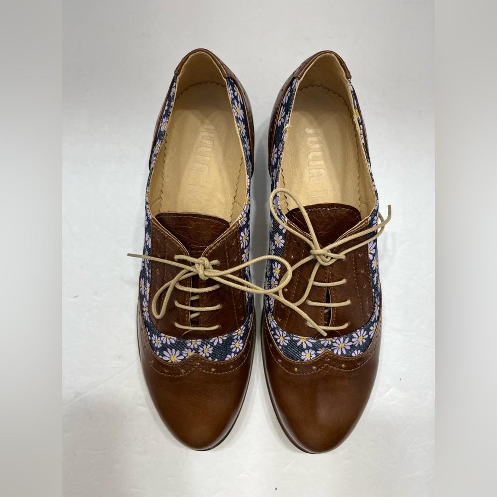 Julia Bo handmade floral print Hudson Oxford shoes Size 38